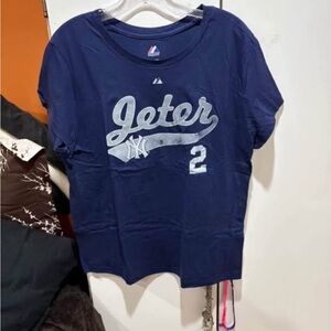 Yankees Majestic Navy Blue Cotton Derek Jeter T-Shirt